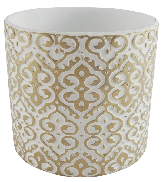 Blumentopf Übertopf Keramik Klein - Gold & Weiß - Gartendeko Hausdeko